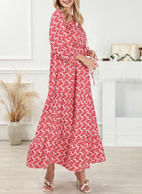 Women's Puff Sleeve Floral Boho Maxi Dress