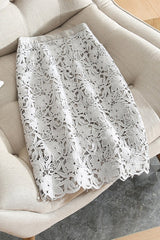 Heididress High Rise Lace Hollow Out Midi Skirt