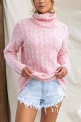 Turtleneck Casual Cable Knit Pullover Sweater