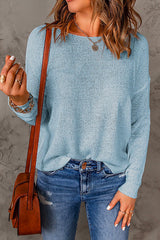 Heididress Drop Shoulder Long Sleeves Solid Knitting Sweater