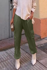 Heididress Casual Pocketed Cargo Satin Jogger Pants