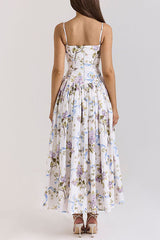 Heididress Spaghetti Strap Floral Print Bustier A-line Maxi Dress
