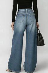 Women's New High-waisted Casual Loose Wide-leg Jeans