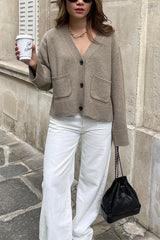 Heididress V Neck Button Down Pocketed Sweater Cardigan
