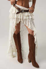 New Collection High-End Lace Western Style Irregular Midi Skirt