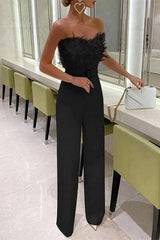 Feather Tube Top Jumpsuit