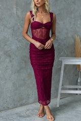 Heididress Sleeveless Twist Front Cut Out Ruched Bodycon Maxi Dress