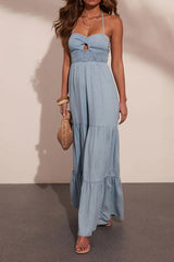 Prairie Aurora Halter Neck Chambray Jumpsuit