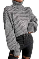 Heididress Turtleneck Drop Shoulder Comfy Pullover Sweater