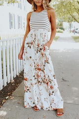 Heididress Stripes Splice Floral Printed Maxi Dress