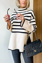 Heididress Turtleneck Side Split Striped Sweater