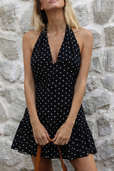 Amina Polka Dot Halter Mini Dress