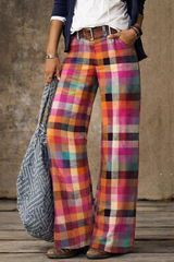 Vintage Plaid Pants – Bold & Stylish Wide-Leg Fit