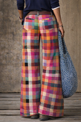 Vintage Plaid Pants – Bold & Stylish Wide-Leg Fit