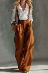 Daily Pink Pocket Elegant Linen Overalls