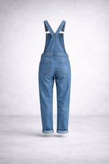 Solid Color Loose Denim Overalls