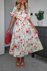 Floral Print Button-Front Maxi Dress