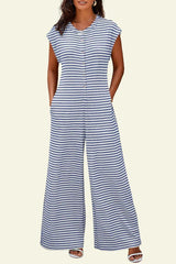 Women's Oversized Striped Sleeveless Jumpsuit