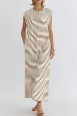 Women's Oversized Striped Sleeveless Jumpsuit
