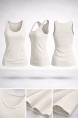 Ribbed Solid Sleeveless Scoop Neck Top