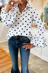 Classic Polka Dot Layered Ruffle Sleeve Shirt