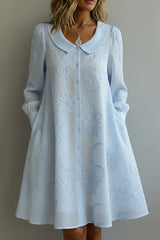 Vintage Peter Pan Collar Embroidered Floral Dress