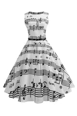 Vintage Sleeveless Fit-and-Flare Music Dress