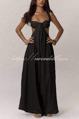 Solid Color Casual Camisole Loose Stretch Wide-leg Jumpsuit