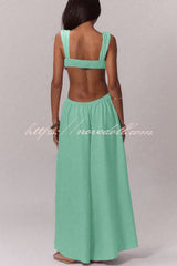 Solid Color Casual Camisole Loose Stretch Wide-leg Jumpsuit