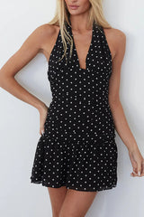 Amina Polka Dot Halter Mini Dress