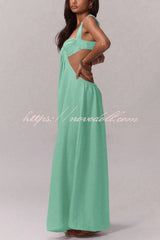 Solid Color Casual Camisole Loose Stretch Wide-leg Jumpsuit