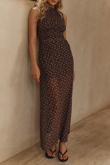 Isla Maxi Dress (Choc Micro Polka)