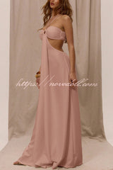 Solid Color Halter Neck Cutout Casual Loose Wide-leg Jumpsuit