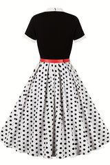 Elegant Commuter Vintage Polka Dot Print 50S Women's Dress, Elegant Valentine's Day Party Dress
