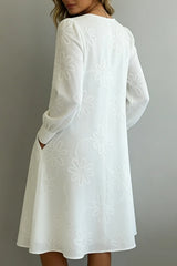 Vintage Elegant V-neck Floral Embroidery Dress