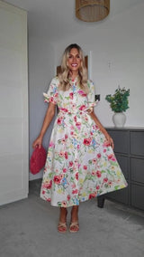 Floral Print Button-Front Maxi Dress