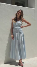 Smocked Ruffle Strap Maxi Dress