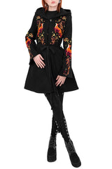 Vulpine Fox Embroidery Flared Hoodie